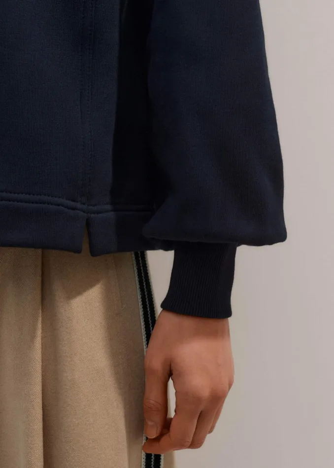 Women Curve Hem Sweatshirt Navy MEEM