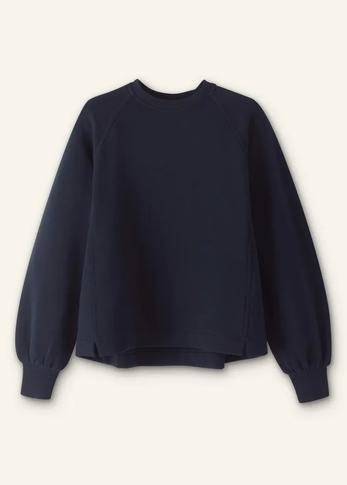 Women Curve Hem Sweatshirt Navy MEEM
