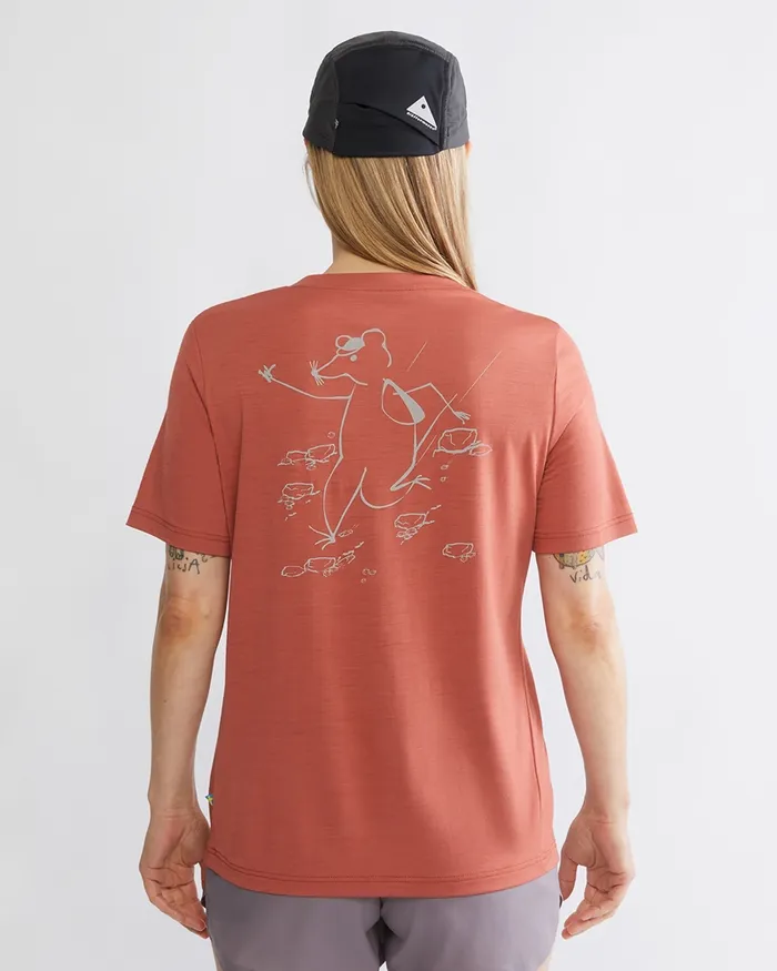 Women Dagr Merino Tee Ash Red Klttermusen TShirts