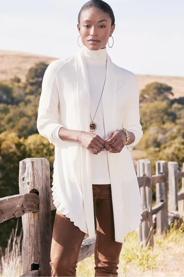 Women Draped Ruffle Cardigan Cabernet Soft Surroundings Tops Women Draped Ruffle Cardigan Cabernet Soft Surroundings Tops