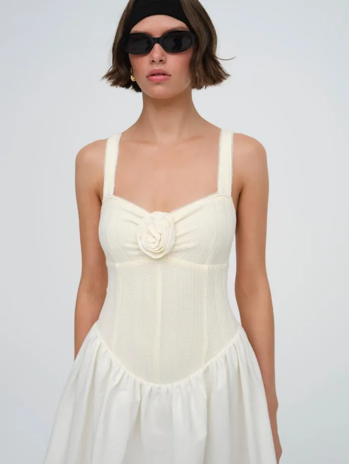Women Dresses For Love and Lemons Billie Pointelle Midi Dress Ivory Women Dresses For Love and Lemons Billie Pointelle Midi Dress Ivory