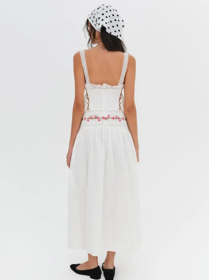 Women Dresses For Love and Lemons Jolene Embroidered Midi Dress White Women Dresses For Love and Lemons Jolene Embroidered Midi Dress White