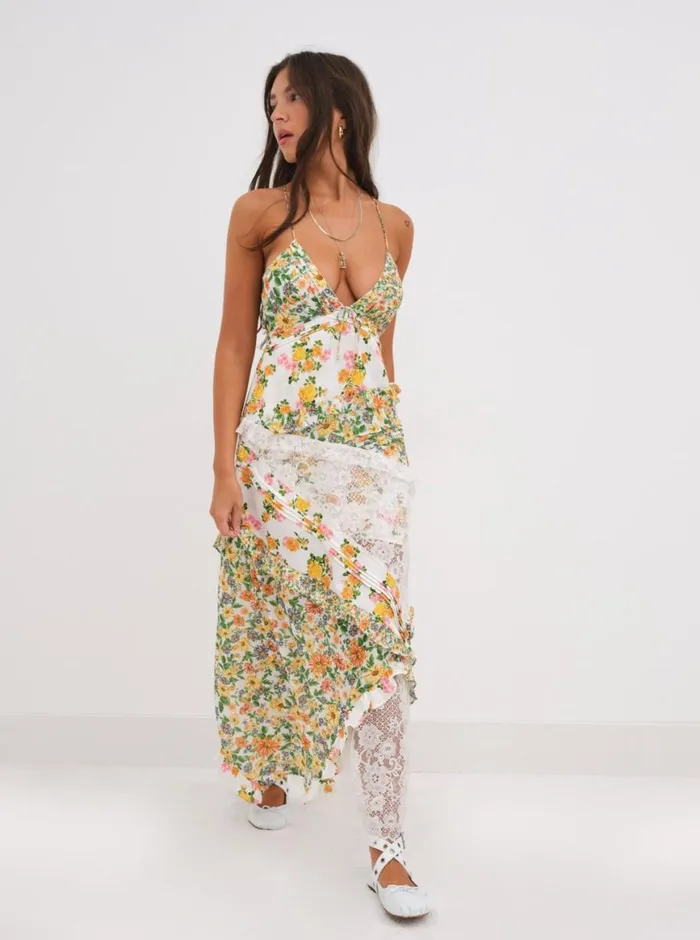 Women Dresses For Love and Lemons Rosalyn Maxi Dress Green Marigold