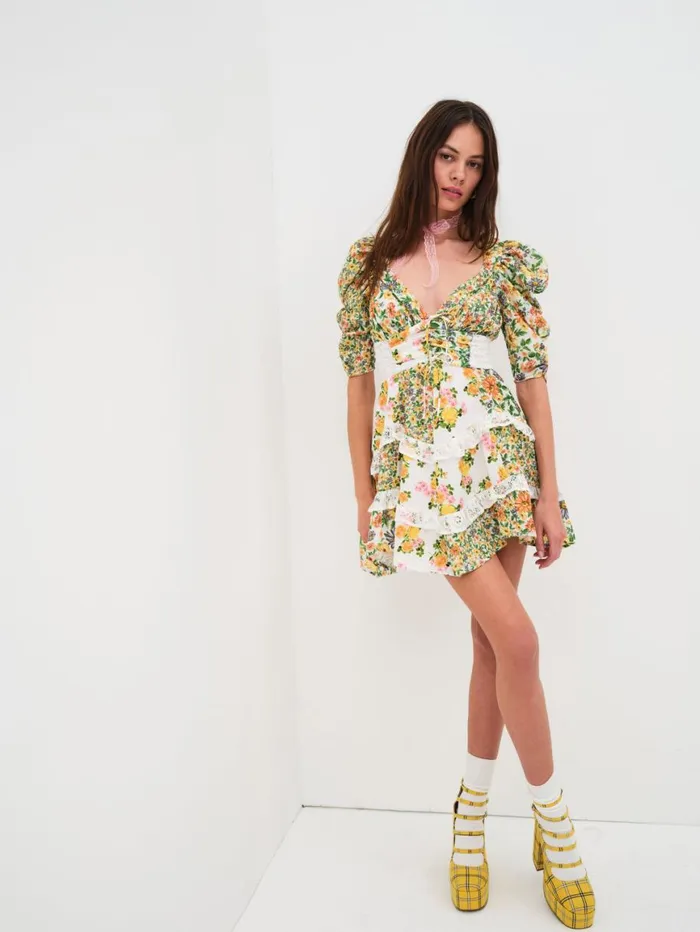 Women Dresses For Love and Lemons Rosalyn Mini Dress Green