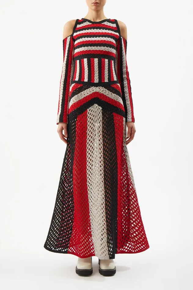 Women Dresses Gabriela Hearst Carr Macrame Dress In Red Multi Wool