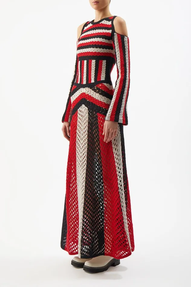 Women Dresses Gabriela Hearst Carr Macrame Dress In Red Multi Wool