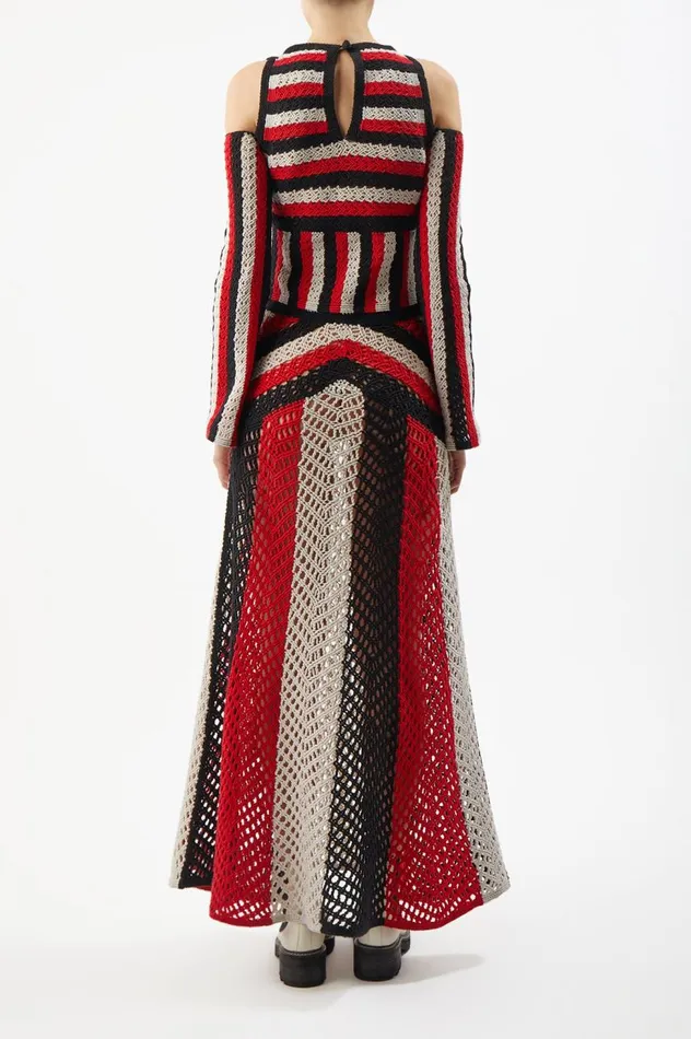 Women Dresses Gabriela Hearst Carr Macrame Dress In Red Multi Wool