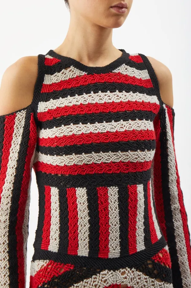 Women Dresses Gabriela Hearst Carr Macrame Dress In Red Multi Wool