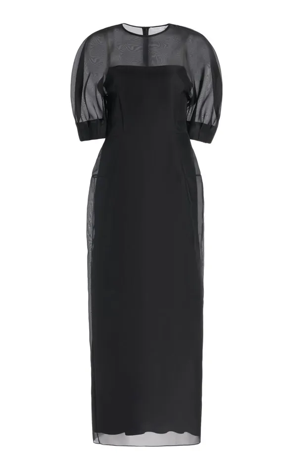 Women Dresses Gabriela Hearst Coretta Sheer Dress With Slip In Black Silk Organza