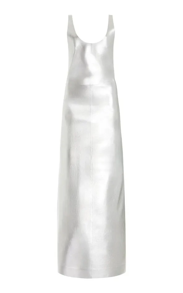 Women Dresses Gabriela Hearst Ellson Dress In Silver Metallic Nappa Leather