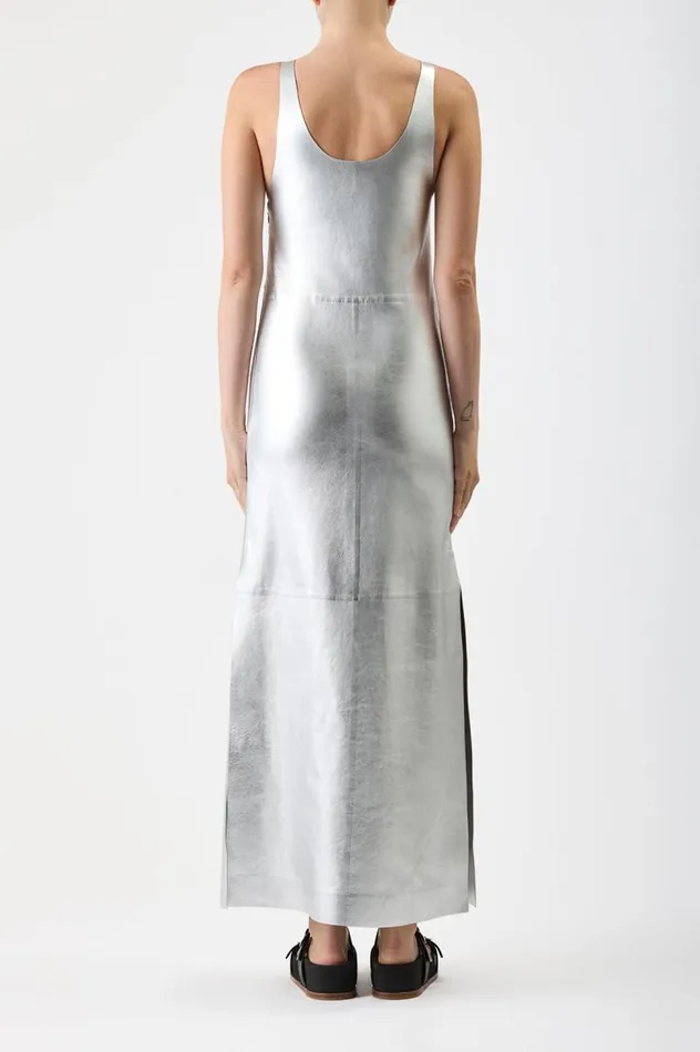 Women Dresses Gabriela Hearst Ellson Dress In Silver Metallic Nappa Leather