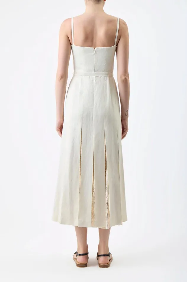 Women Dresses Gabriela Hearst Godard Pleated Dress In Ivory Textured Linen