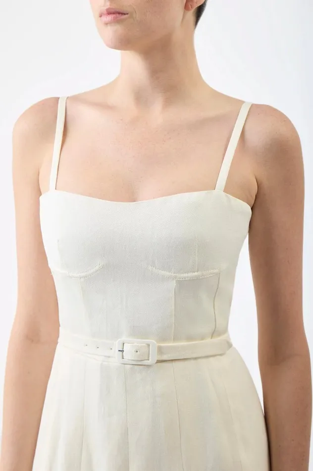 Women Dresses Gabriela Hearst Godard Pleated Dress In Ivory Textured Linen