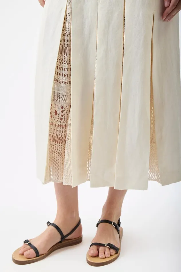Women Dresses Gabriela Hearst Godard Pleated Dress In Ivory Textured Linen