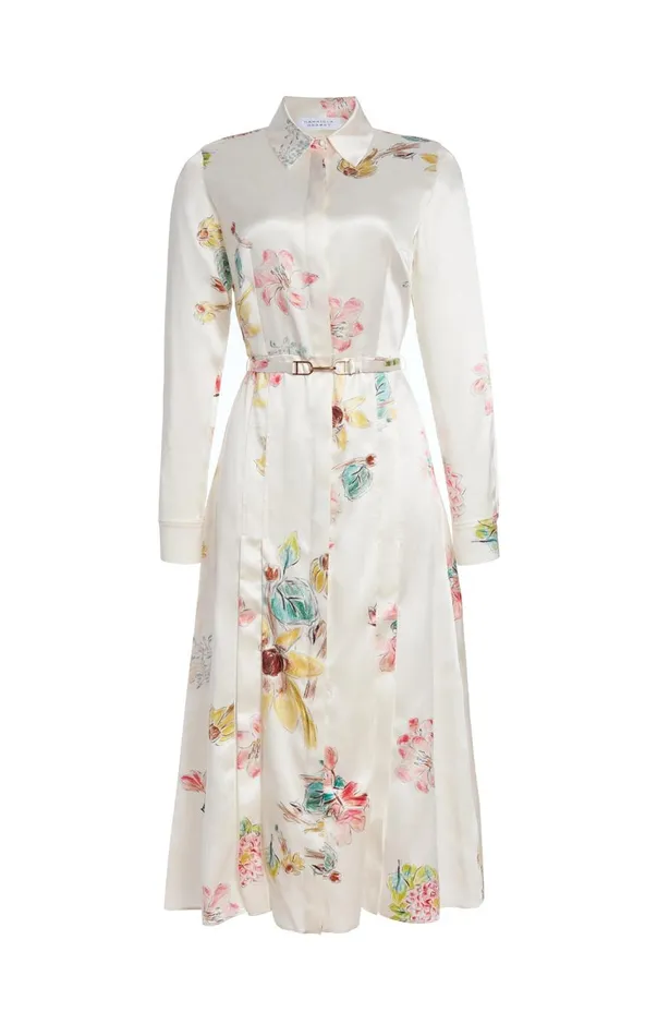Women Dresses Gabriela Hearst Jane Shirtdress In Ivory Multi Printed Silk