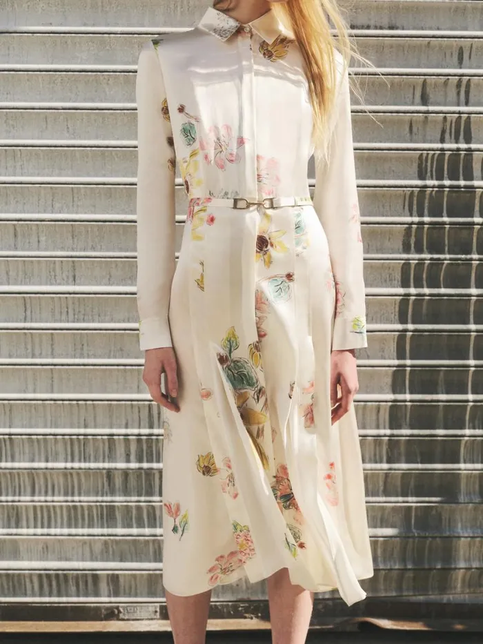 Women Dresses Gabriela Hearst Jane Shirtdress In Ivory Multi Printed Silk