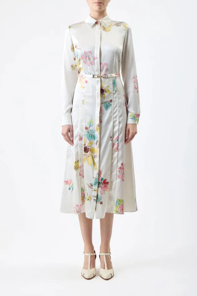 Women Dresses Gabriela Hearst Jane Shirtdress In Ivory Multi Printed Silk