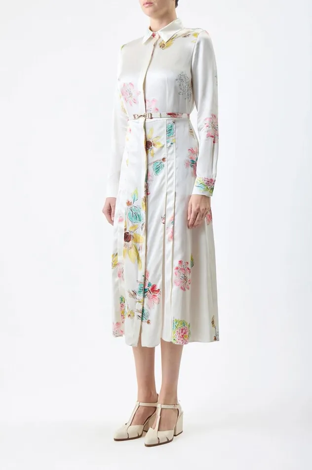 Women Dresses Gabriela Hearst Jane Shirtdress In Ivory Multi Printed Silk