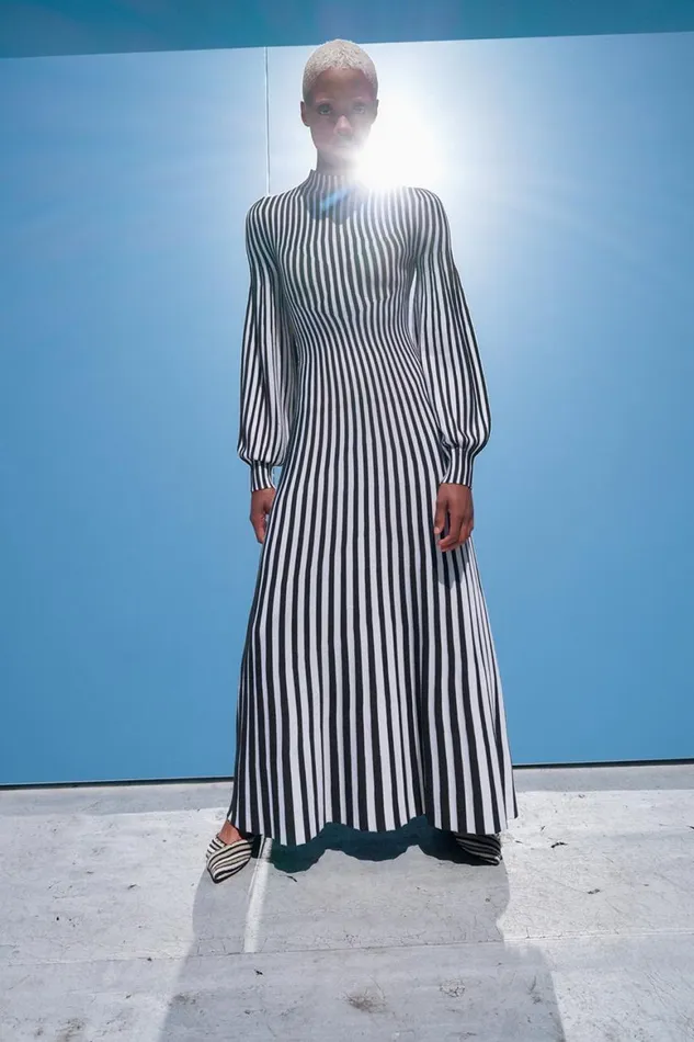 Women Dresses Gabriela Hearst Lee Knit Dress In Charcoal and Ivory Cashmere Silk