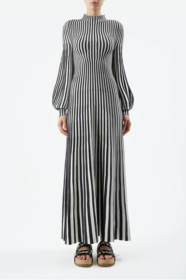 Women Dresses Gabriela Hearst Lee Knit Dress In Charcoal and Ivory Cashmere Silk