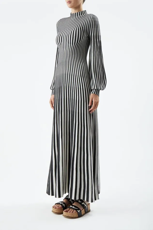 Women Dresses Gabriela Hearst Lee Knit Dress In Charcoal and Ivory Cashmere Silk