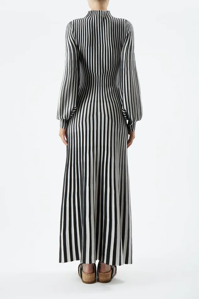 Women Dresses Gabriela Hearst Lee Knit Dress In Charcoal and Ivory Cashmere Silk