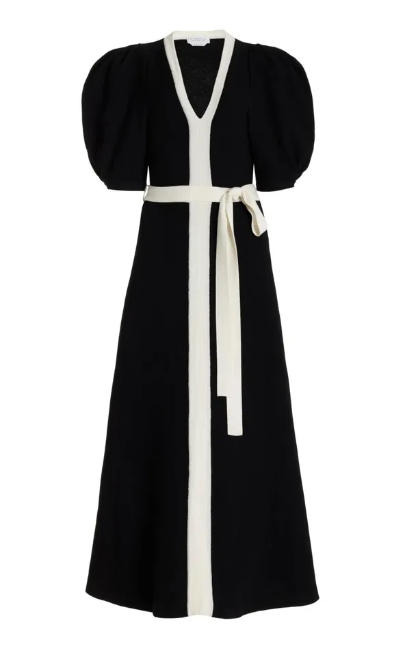 Women Dresses Gabriela Hearst Lilias Knit Dress In Black and Ivory Merino Wool