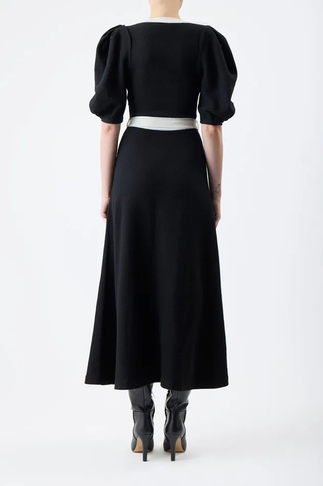 Women Dresses Gabriela Hearst Lilias Knit Dress In Black and Ivory Merino Wool