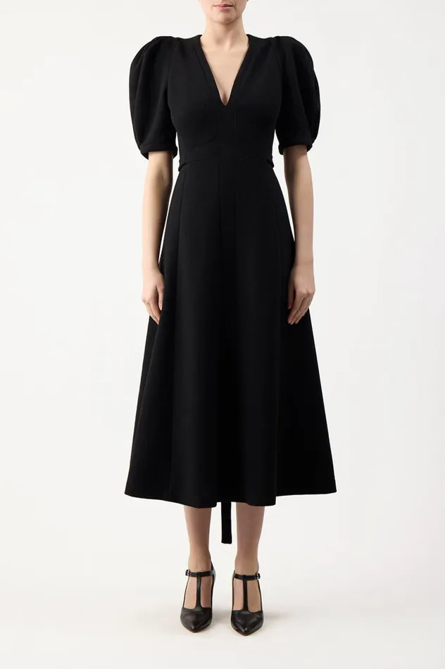 Women Dresses Gabriela Hearst Luz Dress In Black Virgin Wool Crepe