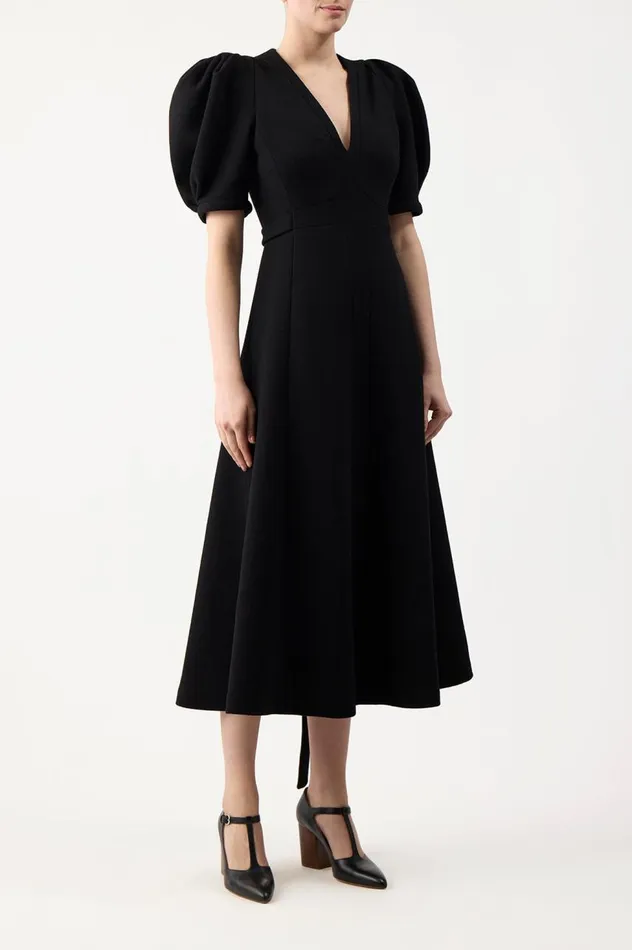Women Dresses Gabriela Hearst Luz Dress In Black Virgin Wool Crepe