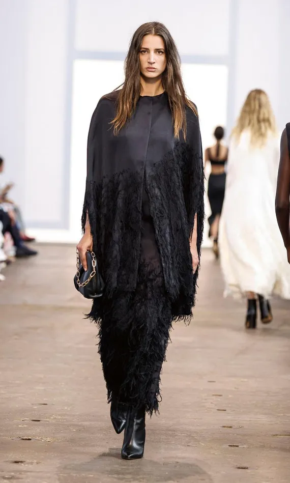 Women Dresses Gabriela Hearst Maslow Feather Dress In Black Silk Satin