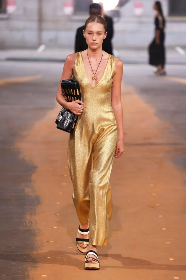 Women Dresses Gabriela Hearst Melitta Knit Dress In Gold Merino Wool