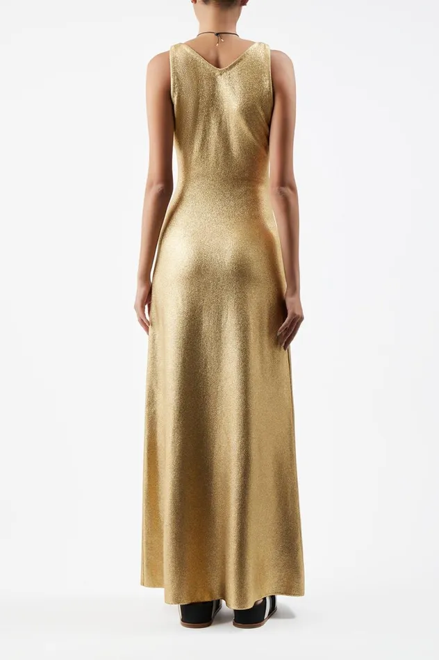 Women Dresses Gabriela Hearst Melitta Knit Dress In Gold Merino Wool