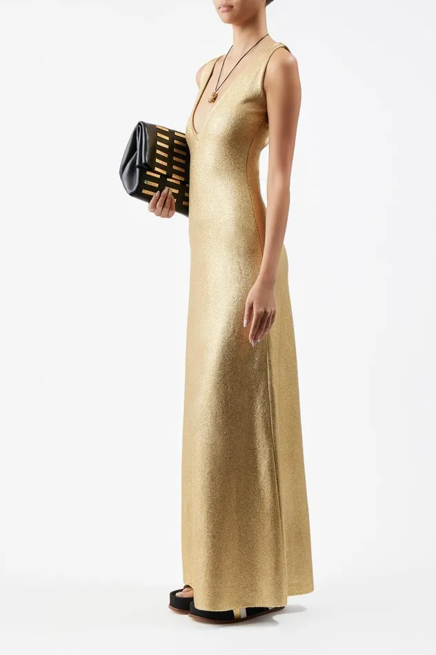 Women Dresses Gabriela Hearst Melitta Knit Dress In Gold Merino Wool