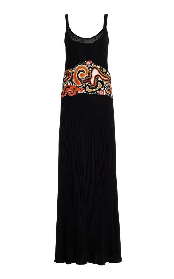 Women Dresses Gabriela Hearst Mila Lace Knit Dress In Black Multi Cashmere Silk