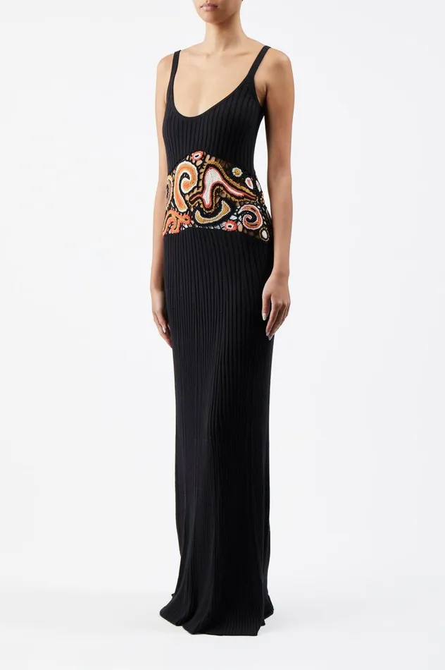 Women Dresses Gabriela Hearst Mila Lace Knit Dress In Black Multi Cashmere Silk