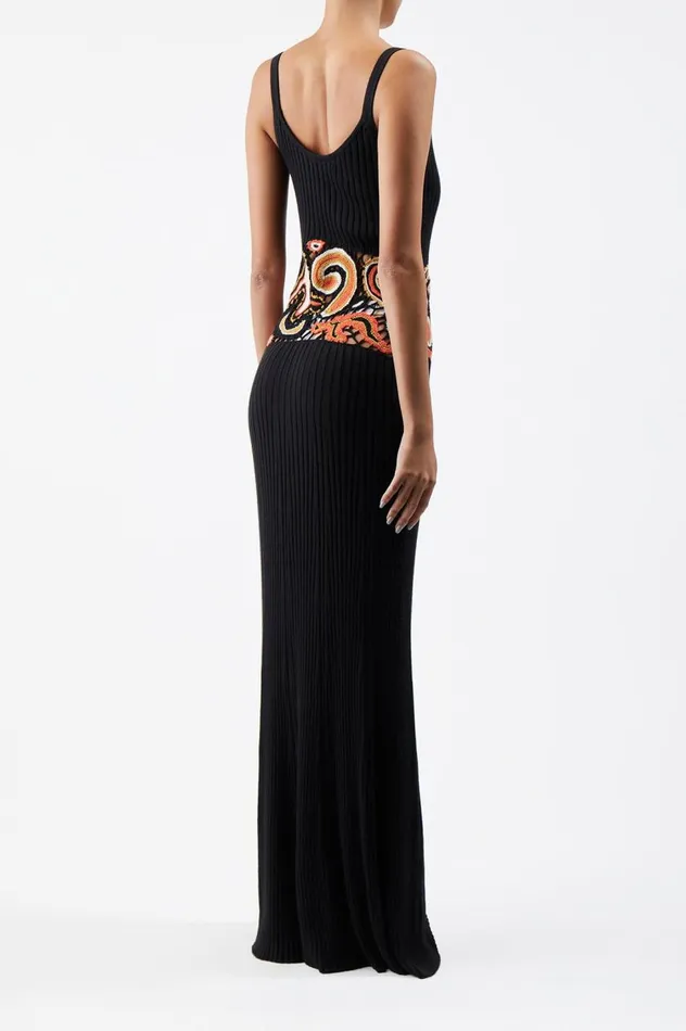 Women Dresses Gabriela Hearst Mila Lace Knit Dress In Black Multi Cashmere Silk