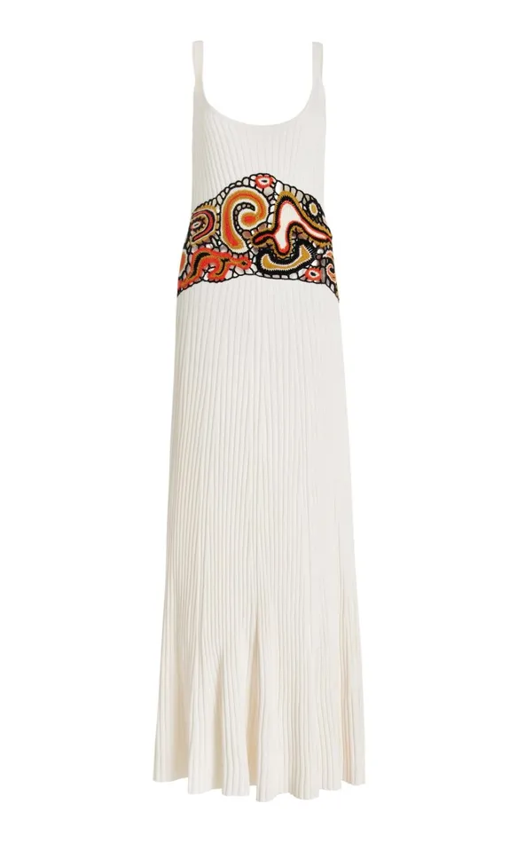 Women Dresses Gabriela Hearst Mila Lace Knit Dress In Ivory Multi Cashmere Silk
