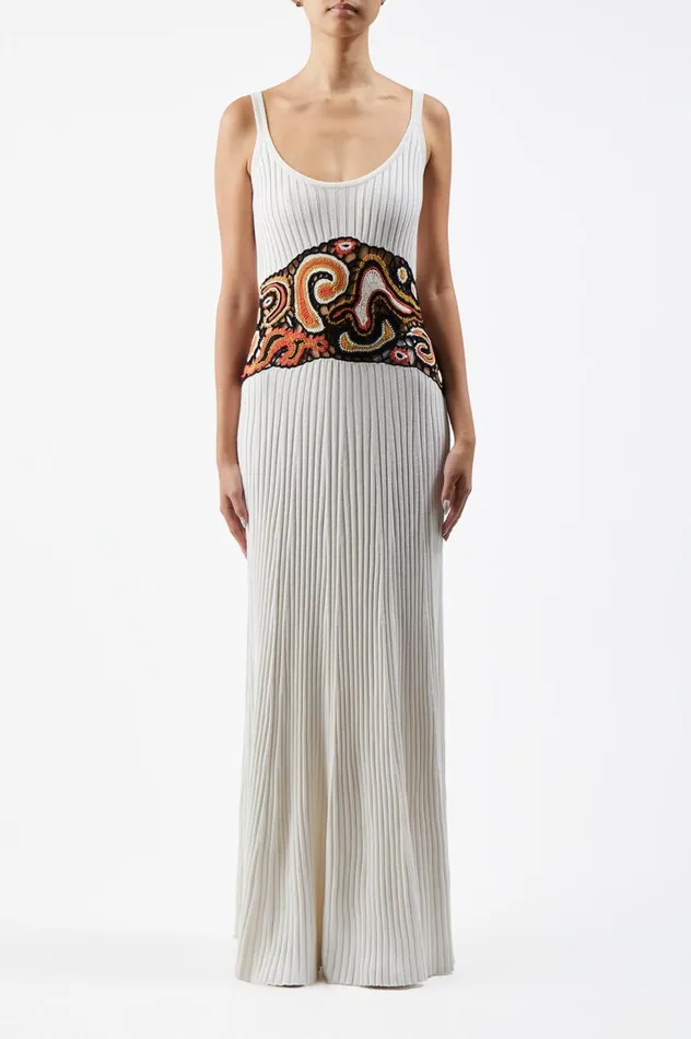 Women Dresses Gabriela Hearst Mila Lace Knit Dress In Ivory Multi Cashmere Silk
