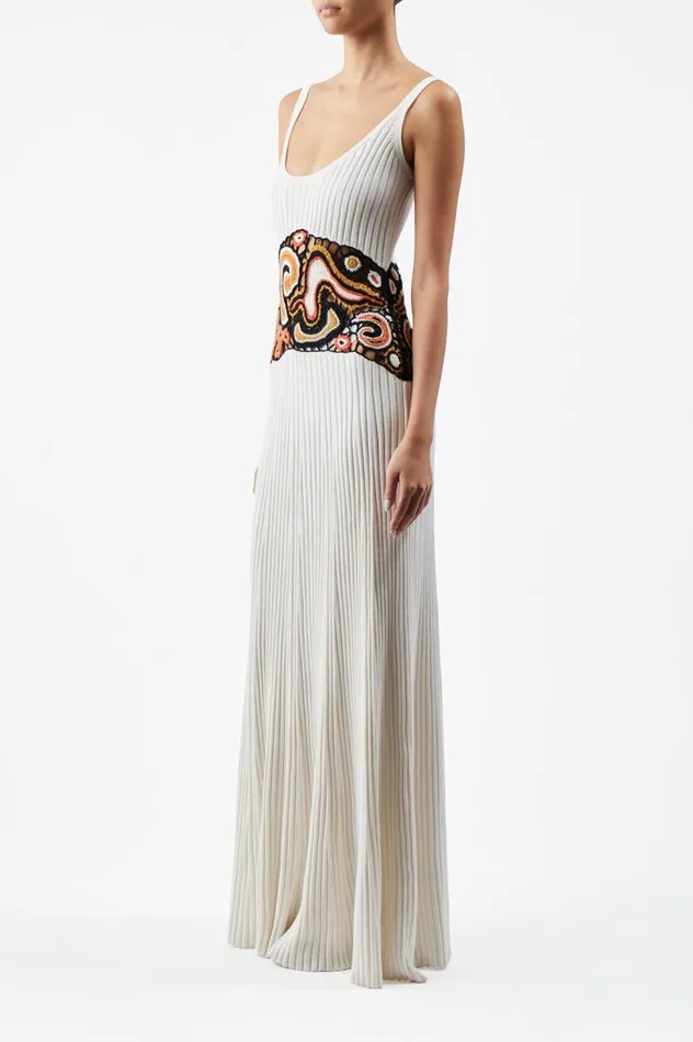Women Dresses Gabriela Hearst Mila Lace Knit Dress In Ivory Multi Cashmere Silk