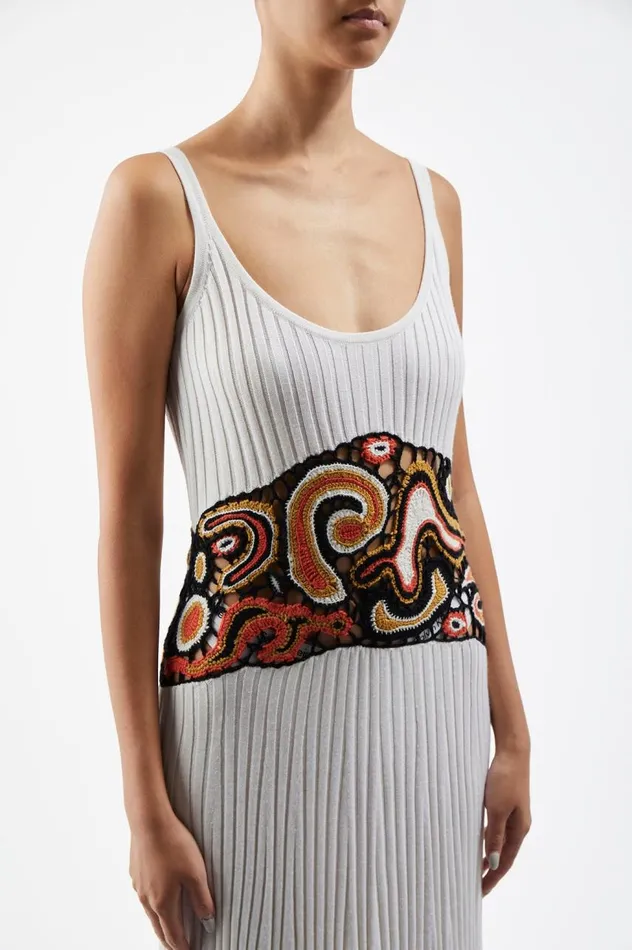 Women Dresses Gabriela Hearst Mila Lace Knit Dress In Ivory Multi Cashmere Silk