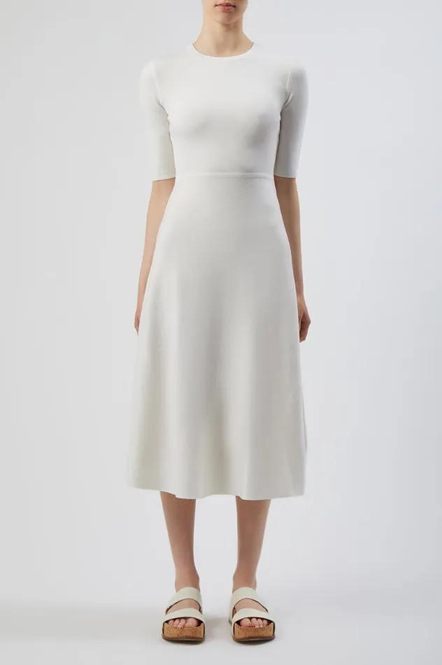 Women Dresses Gabriela Hearst Seymore Knit Dress In Ivory Merino Wool Cashmere