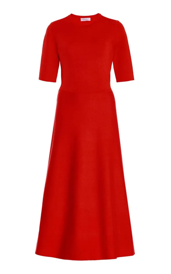 Women Dresses Gabriela Hearst Seymore Knit Dress In Red Topaz Merino Wool Cashmere