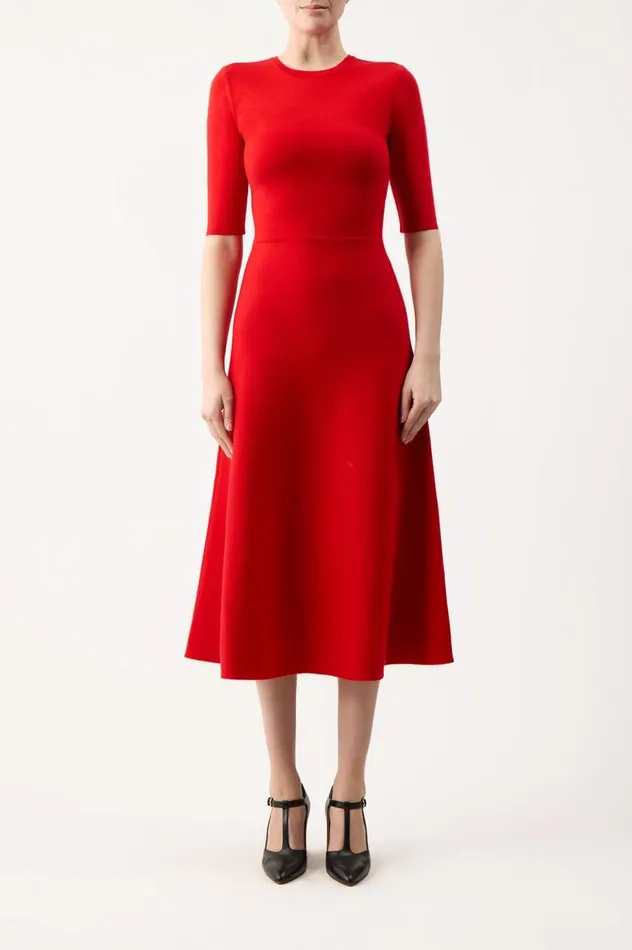 Women Dresses Gabriela Hearst Seymore Knit Dress In Red Topaz Merino Wool Cashmere