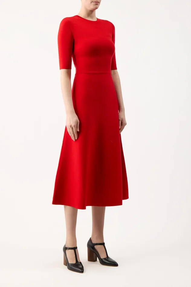Women Dresses Gabriela Hearst Seymore Knit Dress In Red Topaz Merino Wool Cashmere