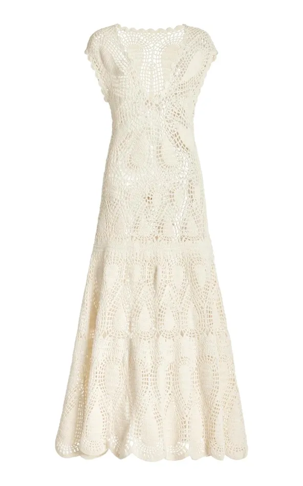 Women Dresses Gabriela Hearst Waldman Crochet Dress In Ivory Wool Cashmere