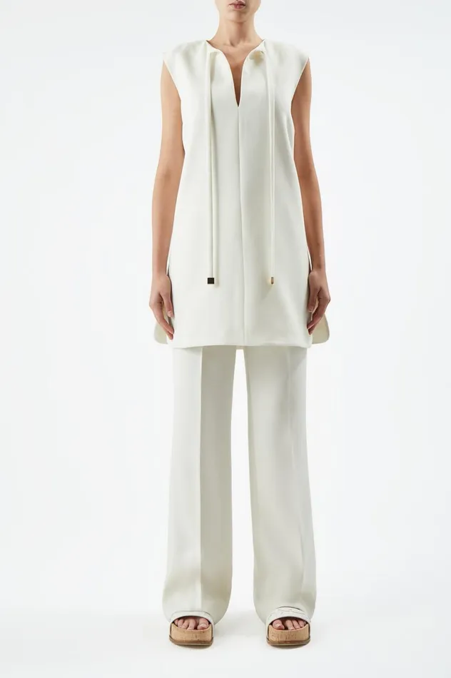 Women Dresses Gabriela Hearst Zalman Dress In Ivory DoubleFace Wool Crepe