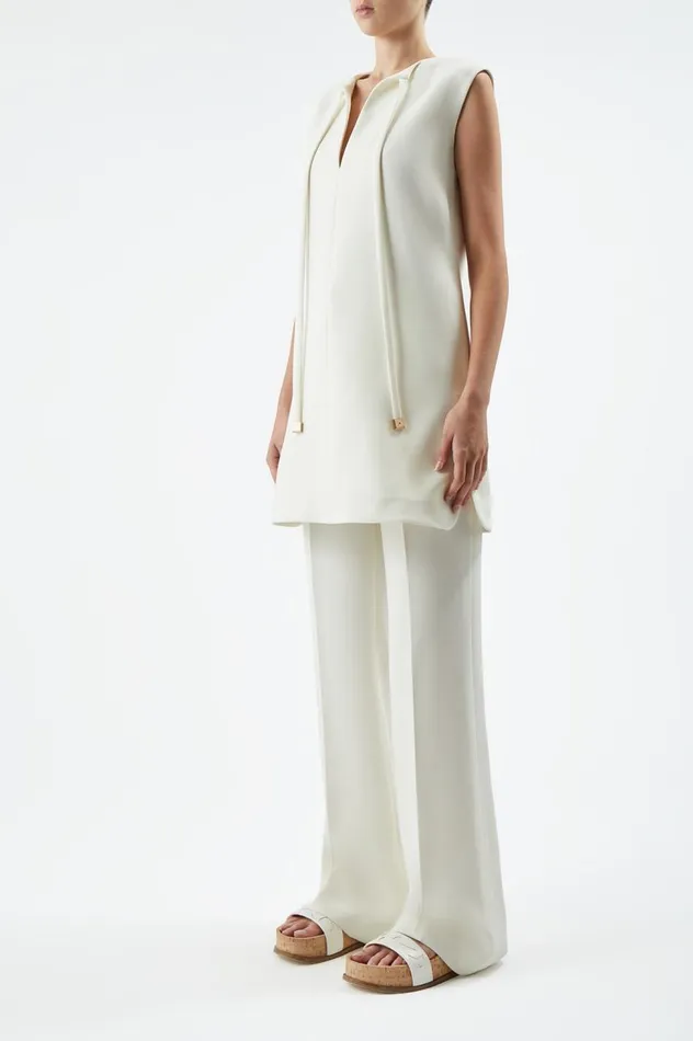 Women Dresses Gabriela Hearst Zalman Dress In Ivory DoubleFace Wool Crepe