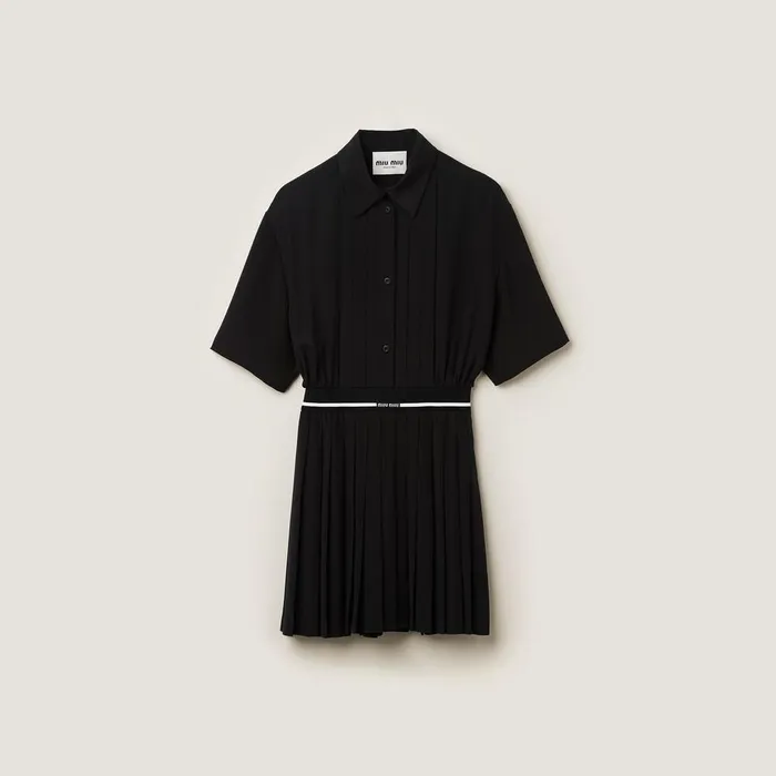 Women Dresses Miu Miu Crepe De Chine Minidress Black