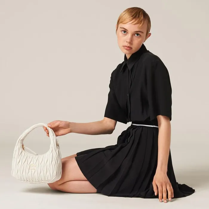 Women Dresses Miu Miu Crepe De Chine Minidress Black